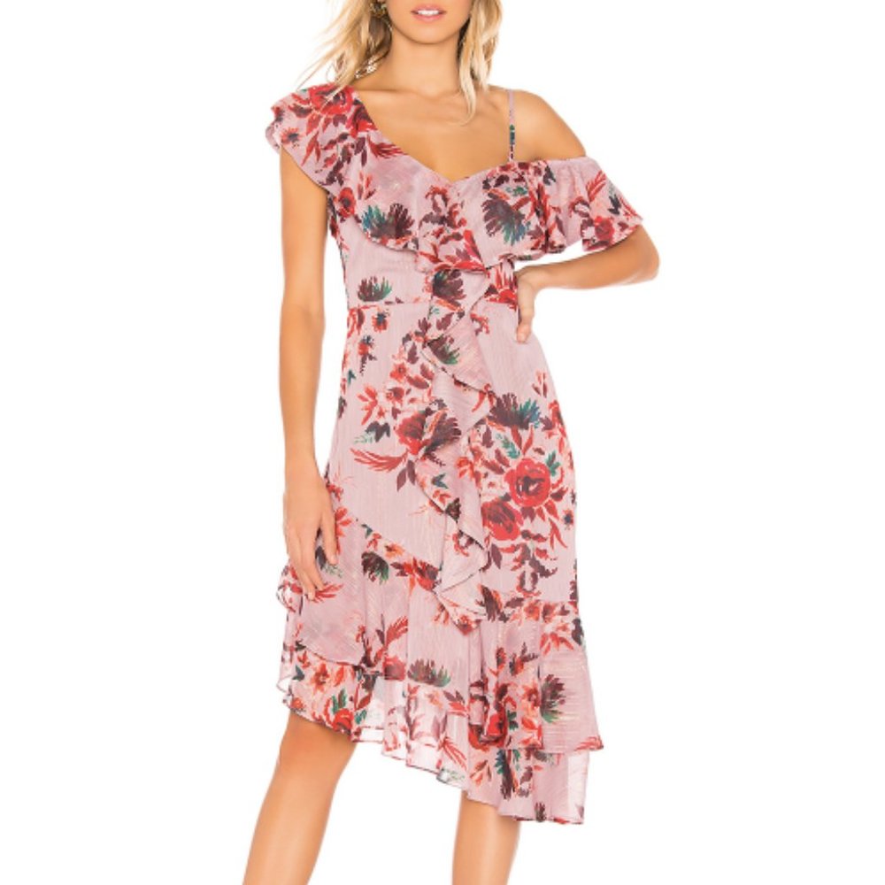 Lovers + Friends Stacy Midi Dress Holiday Floral